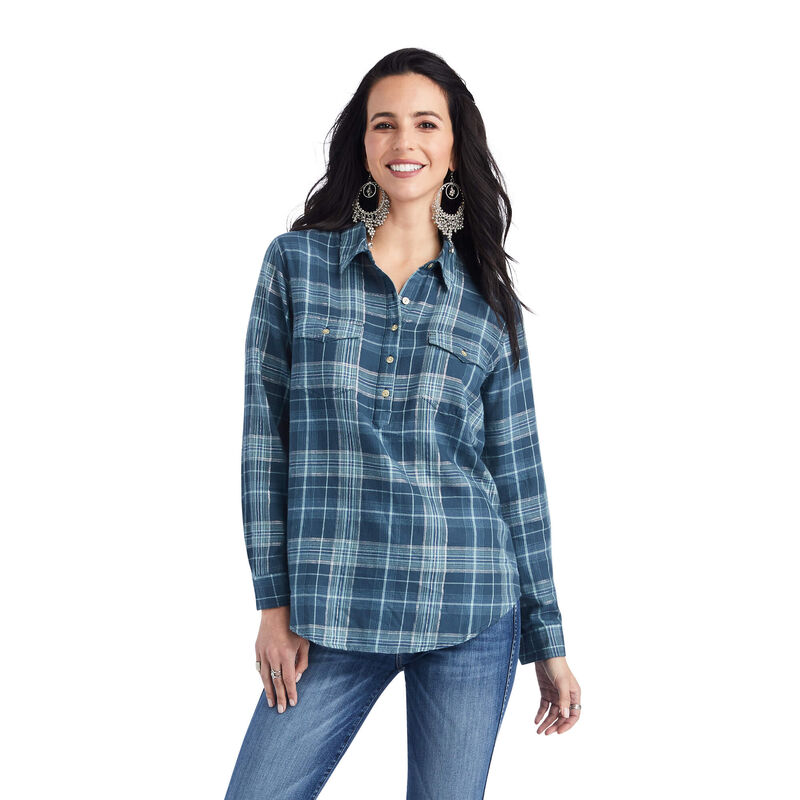 Ariat Hemden Damen - Real Billie Jean Popover DunkelBlau ( SOYLX-5276 )